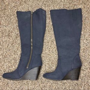 Fergalicious gray zip up wedge boots 6.5